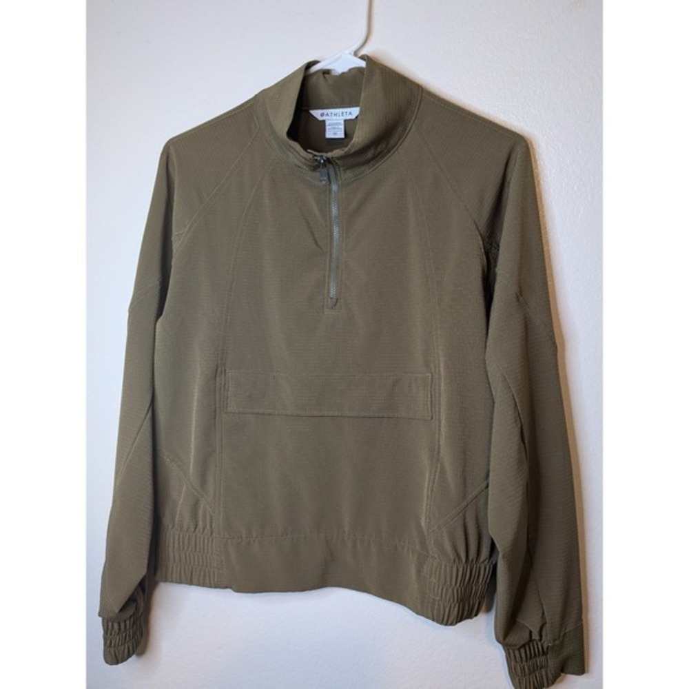 Athleta Quarter Zip Pullover Jacket Olive Green Casual Athleisure Women XS